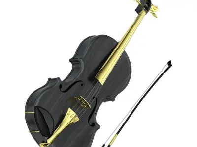 Black Luxury Viola and Bow 3D model