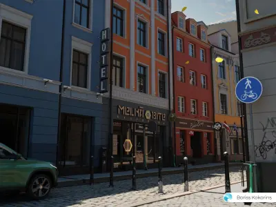 Old Riga Building 3D models set Low-poly 3D model