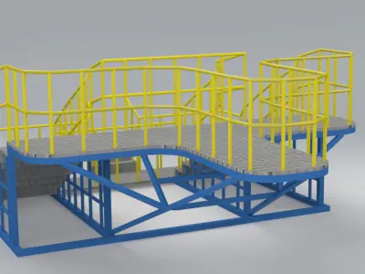 Modular Industrial Staircase with Platform Steel Structure 3D model