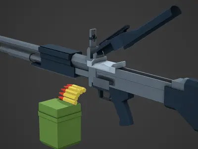 Stylized M60 LMG Low Poly Mobile Ready Low-poly 3D model