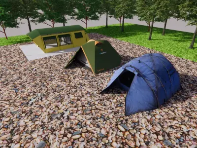 3D Model Outdoor Camping Site Low-poly 3D model