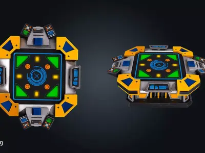 SCI-FI Console V2 Futuristic Control Low-poly 3D model