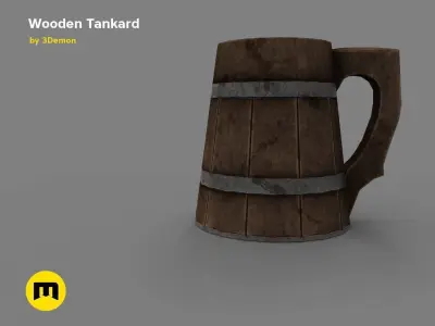 Wooden Historic Tankard Low-poly 3D model
