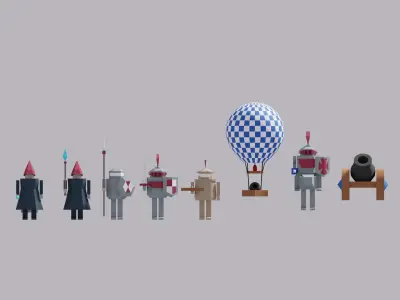 Medieval War Unit Character Package Low-poly 3D model