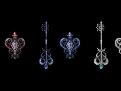 Key - Sword and Shield Low-poly 3D model