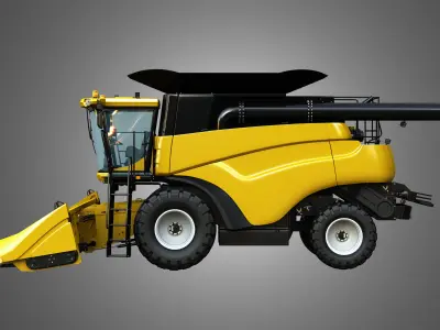 NH - CR 9070 Combine Harvester - With Corn Harvester Head 3D model