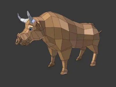 Cartoon Bull Low-poly 3D model