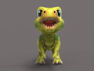 Baby Rex Toon Low-poly 3D model