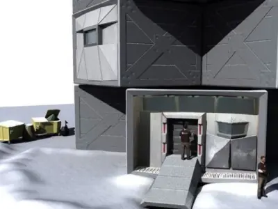 Futuristic military base from The Shifters of 2040 Low-poly 3D model