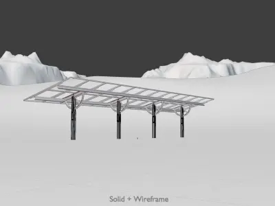 Agricultural photovoltaic solar plant with animation 16m Low-poly 3D model