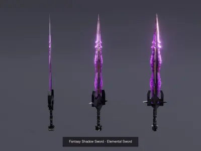 6 Elemental swords - magic swords 3D Model Collection