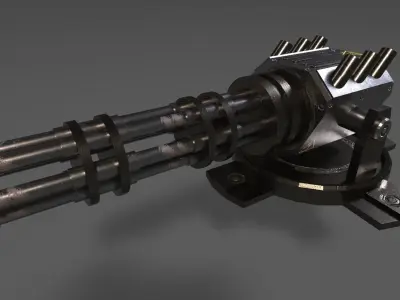 Gatling Gun - Spaceship Gun Textured Low-poly 3D model