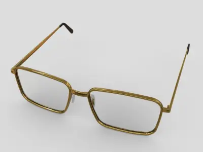 Glasses pair of gold eyeglasses Low-poly 3D model