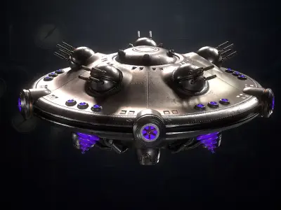 SteamPunk UFO Low-poly 3D model
