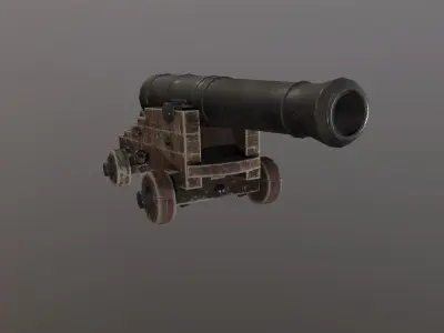 24-pounder naval cannon Low-poly 3D model