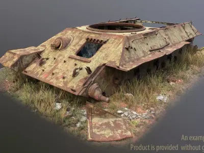 Tank T-34 Hull Rusted Low-poly 3D model
