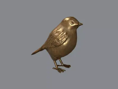 Bronze Robin Statue Low-poly 3D model