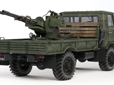 GAZ 66 with ZU-23-2 1970 3D model