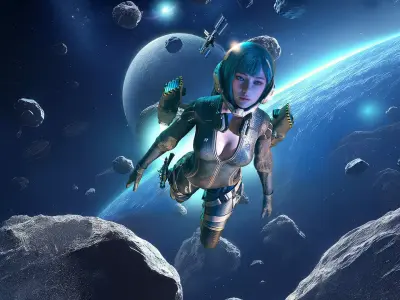 Astro Space Girl 3d Model Low-poly 3D model