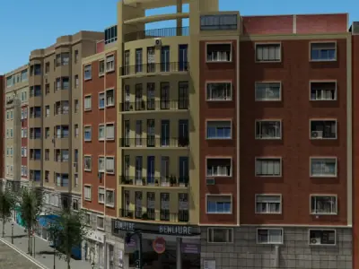 City Block Low-poly 3D model