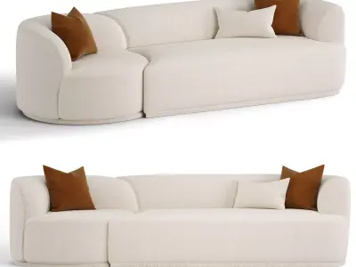 Fickle Cream Boucle 2 Piece Modular Sofa 3D model