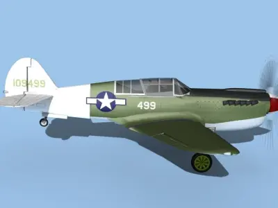 Curtiss P-40N Warhawk V02 USAAF  3D model