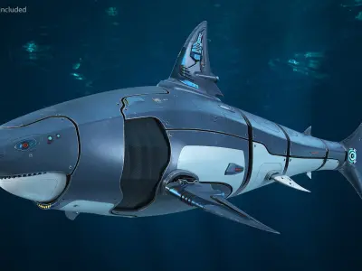 Shark Robot Rigged for Cinema 4D 3D model