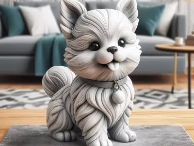 Fluffy Dog  Playful Companion 3D model
