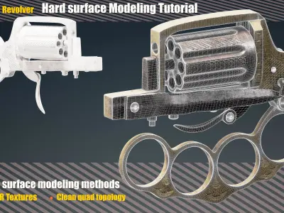 Apache Revolver  modeling Tutorial Low-poly 3D model