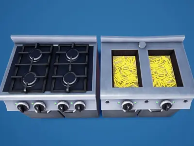 Commercial Kitchen Stylized Low-poly 3D model