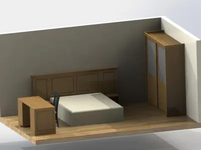 oak bedroom Free 3D model
