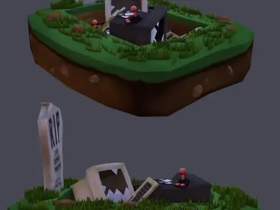 Computer Part Grave Low-poly 3D model