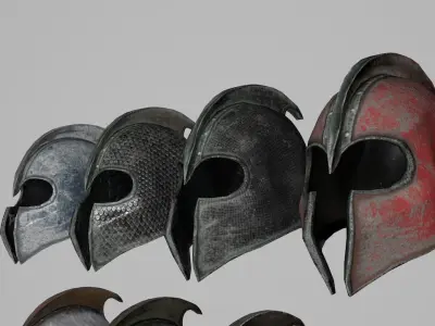 iron hat of war old Low-poly 3D model