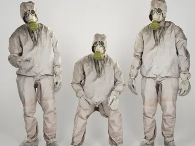 Animated Soviet Liquidator of nuclear accident of Chernobyl 84 Low-poly 3D model