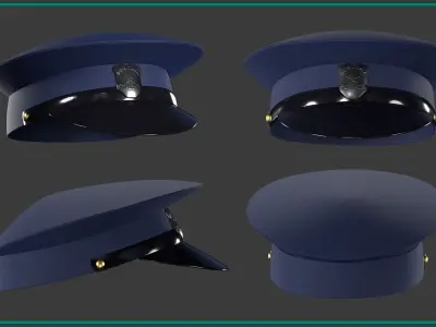 15 female hat uniform with texture 3D model