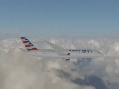 Boeing 787 American Airlines Low-poly 3D model