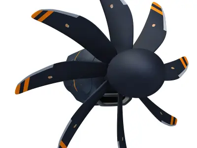 Black Propeller Propfan Jet Engine 3D model