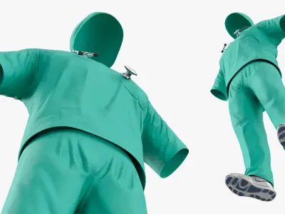 Medical Scrubs Outfit with Stethoscope Teal 3D model