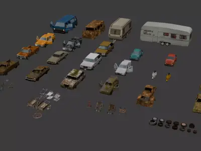 PSX Low-Poly Vehicles Pack Low-poly 3D model