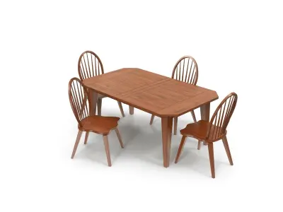 Colebrook 5 pc Dining Set Rustic Oak Free 3D model