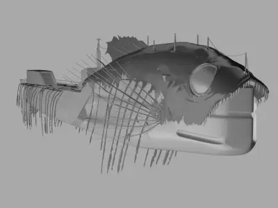 Submarine camouflaged with fish skin - Queen of Depths 3D model