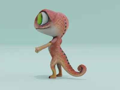 Chameleon Humanoid A-pose Low High Poly Low-poly 3D model