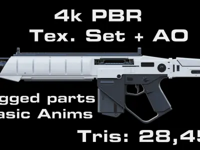 Low-poly Sci-fi Assault Rifle Low-poly 3D model