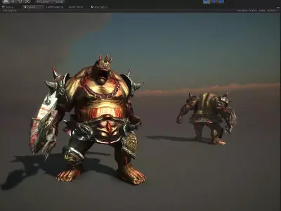 Cyclops group of monsters with weapons Low-poly 3D model