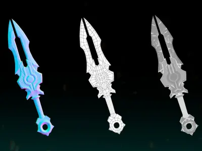 Stylized fantasy dagger Low-poly 3D model