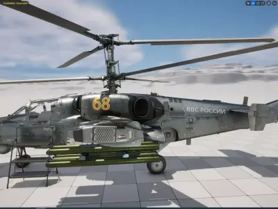 Rigged Ka-52 Helicopter Low-poly 3D model