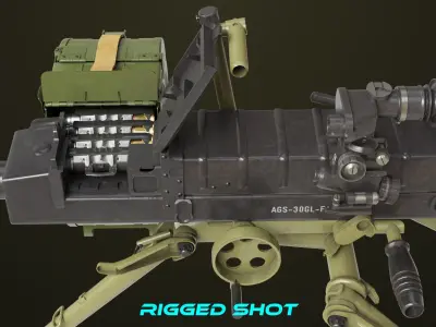 Grenade Machine Guns 06 All PBR Unity UE Textures Included Low-poly 3D model