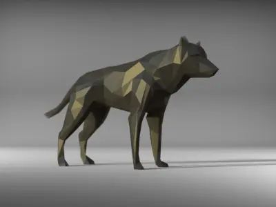 wolf low poly printable Low-poly 3D model