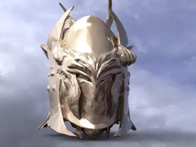 Iron mask baroque helmet 3D model