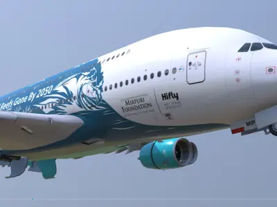 Airbus A380 HiFly 9H-MIP Low-poly 3D model